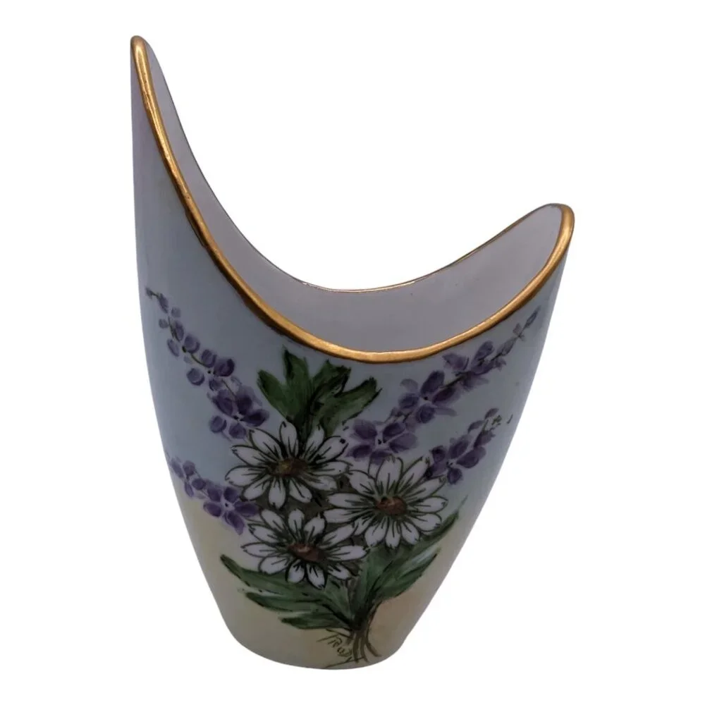 Vintage Hand Painted Porcelain Vase Daisies 5